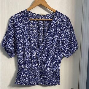 Sienna Sky Blue Flutter Sleeve Wrap Blouse